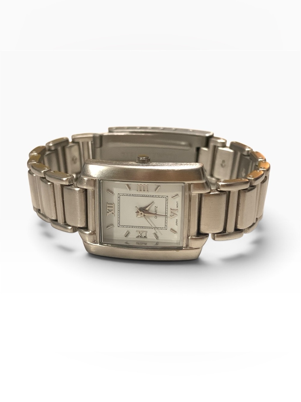 Avon Women’s Rectangular Silver Dial Stainless Steel Bracelet Watch New Battery